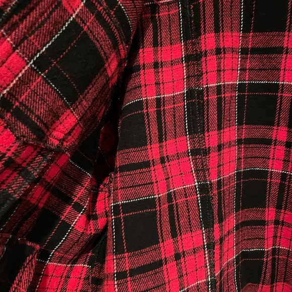 Torrid Size 0 red and black plaid button up jacket with white Sherpa col… - Picture 5 of 7